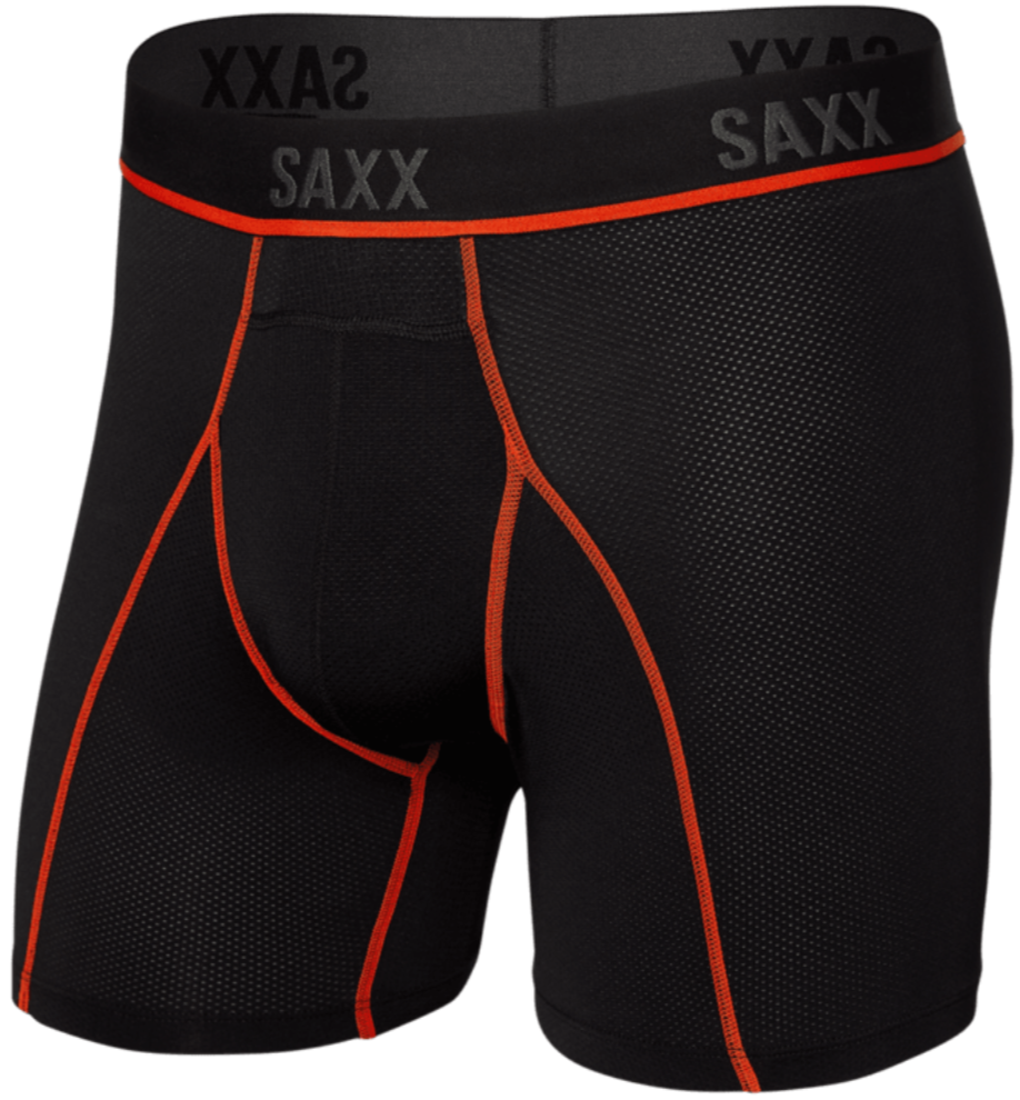 SAXX Kinetic Light-Compression Mesh Boxer Brief Black/Vermillion - SAXX