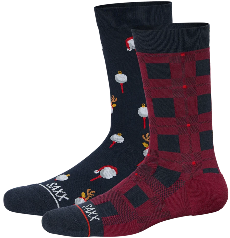 SAXX Whole Package Crew Socks Christmas Tee/Catnap (2 Pack)