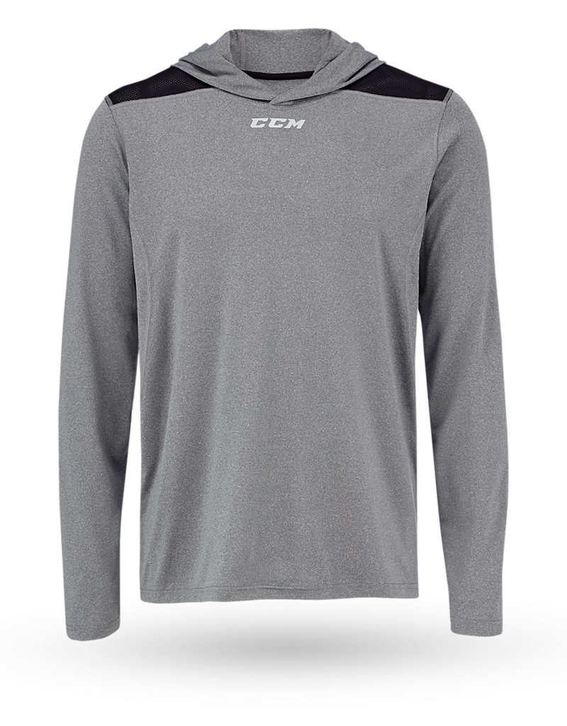CCM T-Shirt premium tech à manches longues avec capuchon adulte
