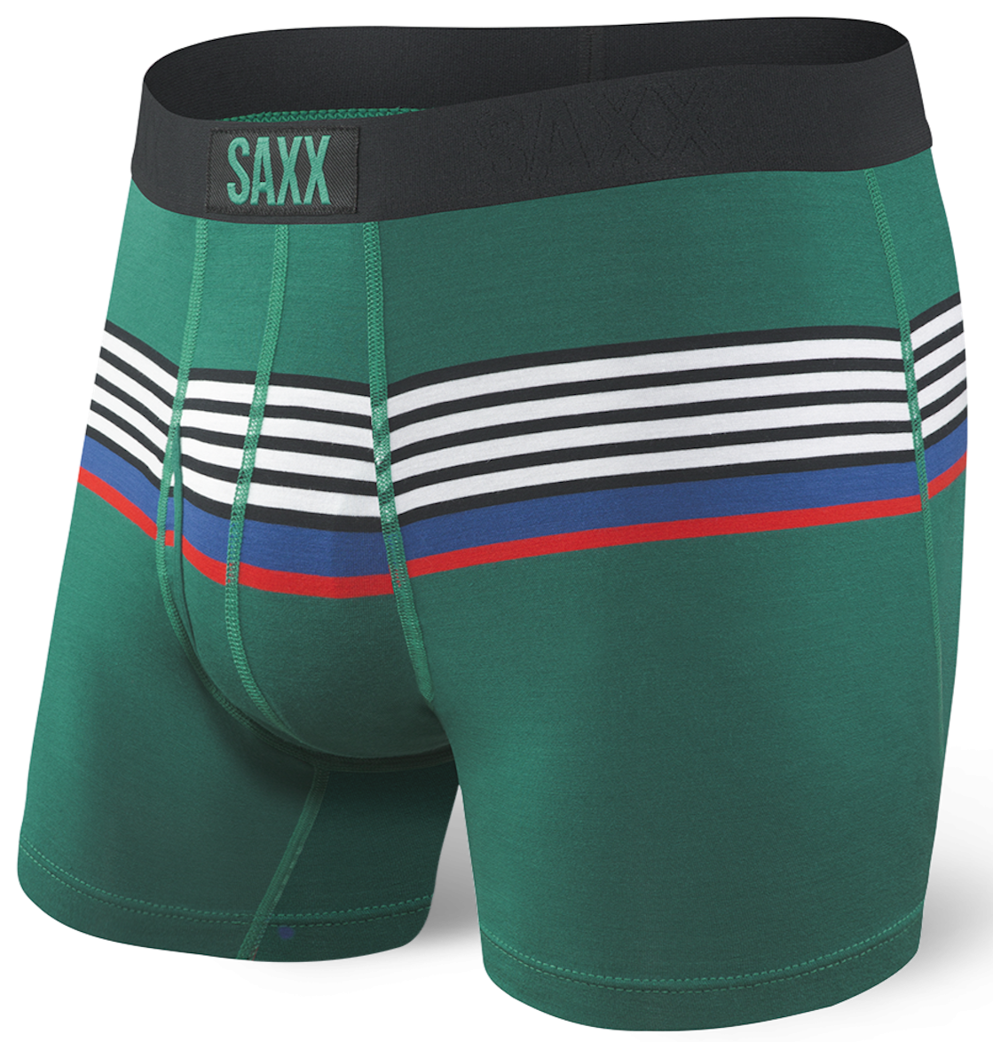 SAXX Ultra Boxer Fly Green Regatta Stripe